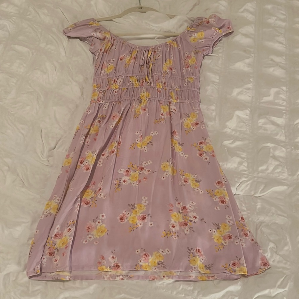 purple floral dress